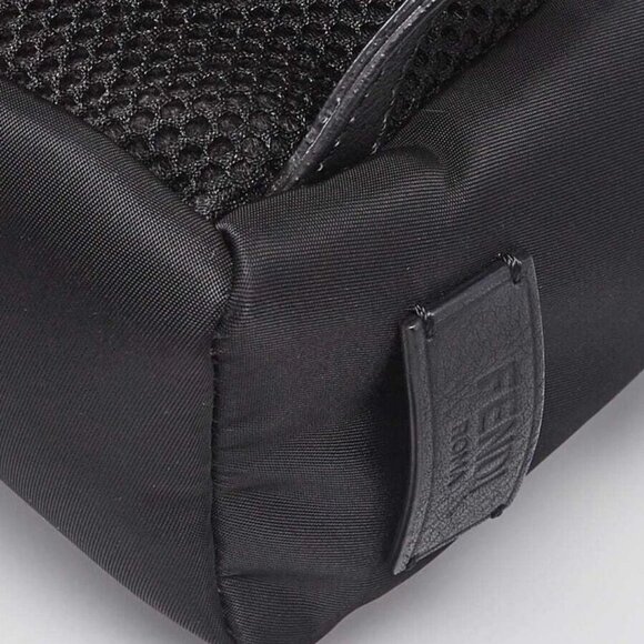 Fendi Black Nylon and Shearling Mini Backpack Bag - Picture 5 of 11